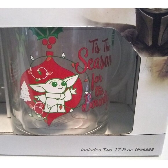 Star Wars The Mandalorian Grogu Glass Mug Set Christmas Holiday 17.5 Oz Disney - Picture 3 of 3